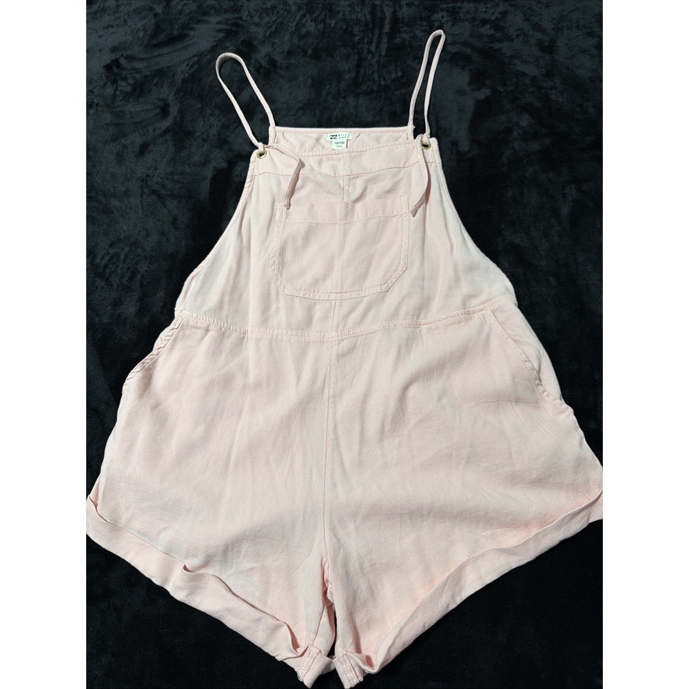 Billabong Overalls Women Medium Light Pink Short Romper Bib Jumpsuit Beach